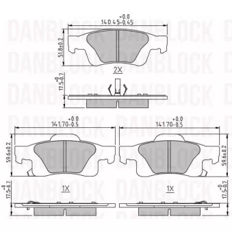 DANBLOCK DB 510880 - Jeu de 4 plaquettes de frein avant