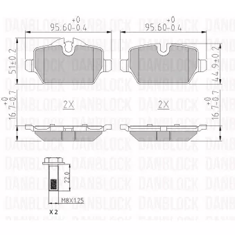 Jeu de 4 plaquettes de frein avant DANBLOCK [DB 510948]