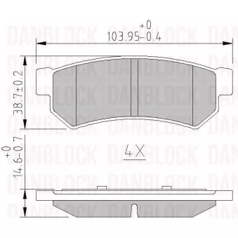 Jeu de 4 plaquettes de frein avant DANBLOCK [DB 511160]