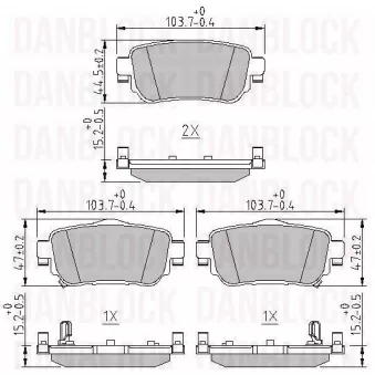 DANBLOCK DB 511230 - Jeu de 4 plaquettes de frein avant