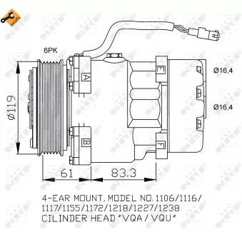 Compresseur, climatisation NRF OEM 9640486480