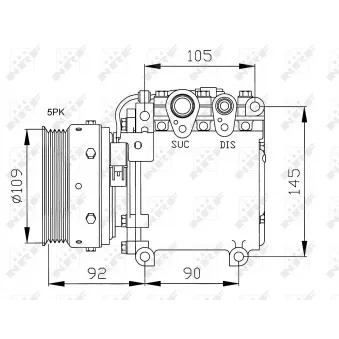 Compresseur, climatisation NRF 32049 pour MITSUBISHI COLT 1600 - 103cv