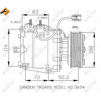 Compresseur, climatisation NRF 32072 pour HONDA CIVIC 1.4 i S - 90cv