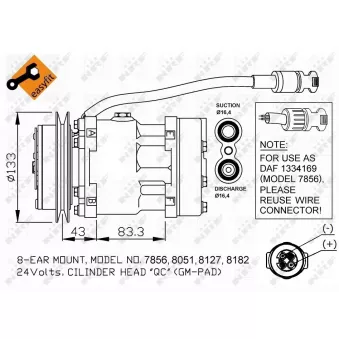 Compresseur, climatisation NRF OEM 1334169