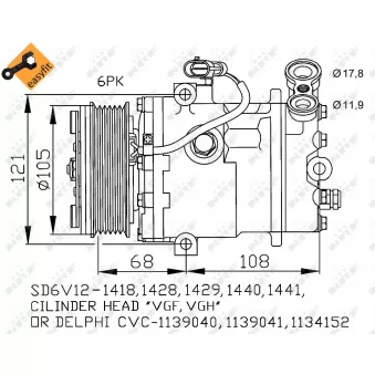 Compresseur, climatisation NRF OEM 93176877