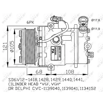 Compresseur, climatisation NRF OEM 93176877