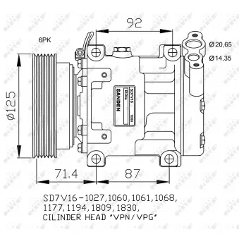 Compresseur, climatisation NRF OEM 926000160R