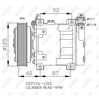 Compresseur, climatisation NRF OEM 7700100417