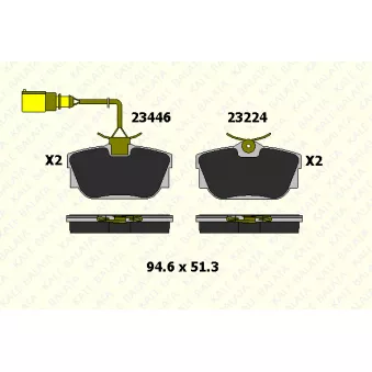KALE 23446 165 25 - Jeu de 4 plaquettes de frein avant