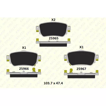 Jeu de 4 plaquettes de frein avant KALE [25965 151 05]