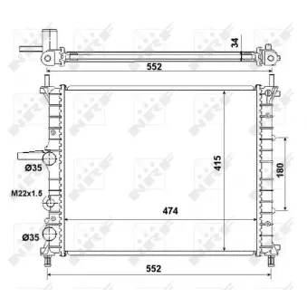 Radiateur, refroidissement du moteur NRF 53227 pour FIAT MAREA 1.6 16V - 102cv
