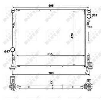 Radiateur, refroidissement du moteur NRF 53928 pour RENAULT WIND 3.5 - 249cv