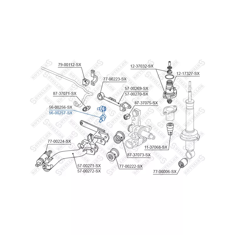 Entretoise/tige, stabilisateur arrière droit STELLOX 56-00257-SX - Visuel 1