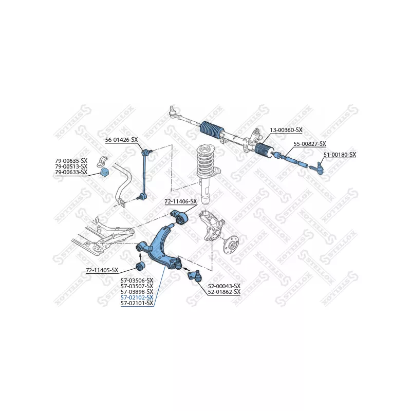 Bras de liaison, suspension de roue avant gauche STELLOX 57-02102-SX - Visuel 1