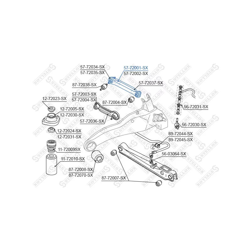 Bras de liaison, suspension de roue arrière gauche STELLOX 57-72001-SX - Visuel 1