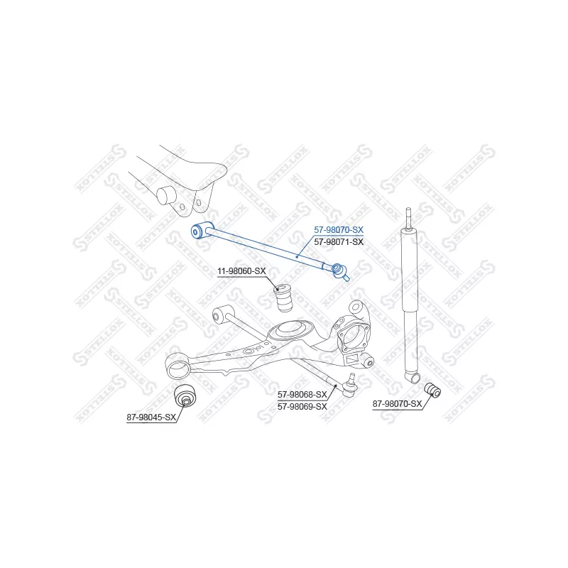Triangle ou bras de suspension (train arrière) STELLOX 57-98070-SX - Visuel 1