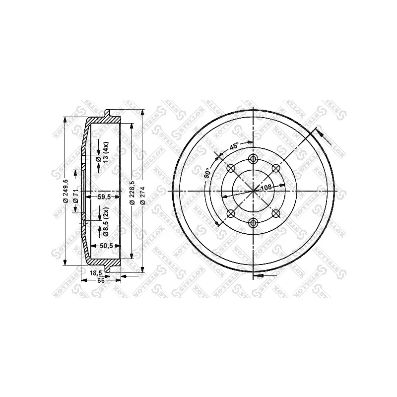 Tambour de frein STELLOX 6025-3708-SX - Visuel 1