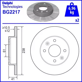 Jeu de 2 disques de frein avant DELPHI [BG2217]