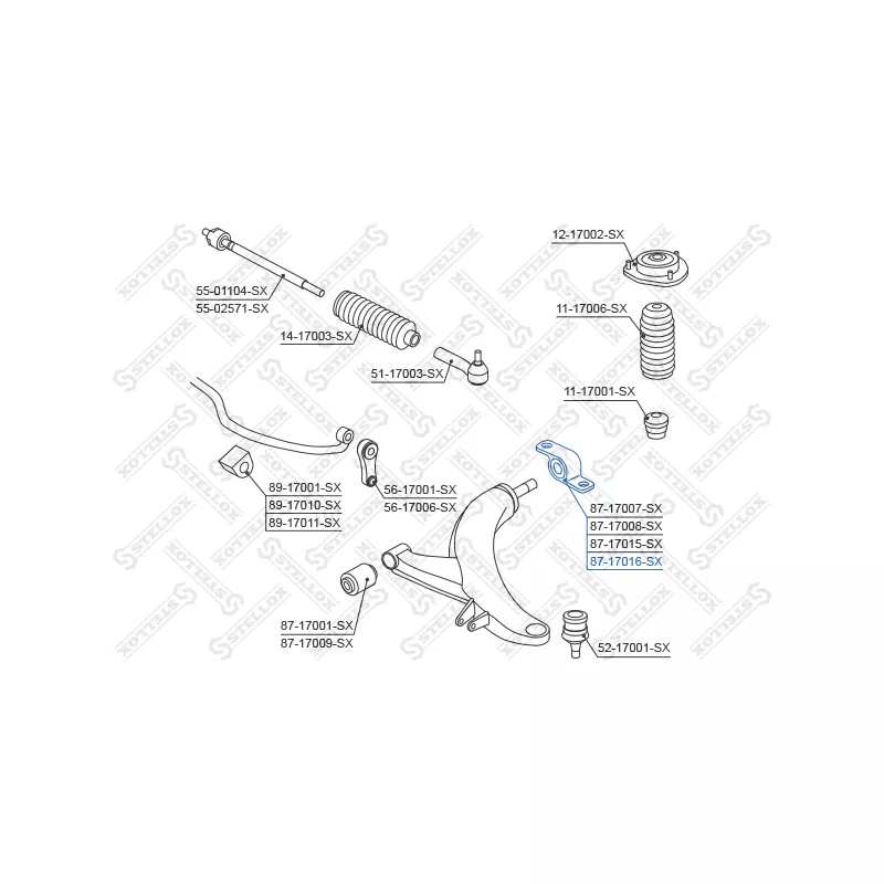Silent bloc de suspension (train avant) STELLOX 87-17016-SX - Visuel 1