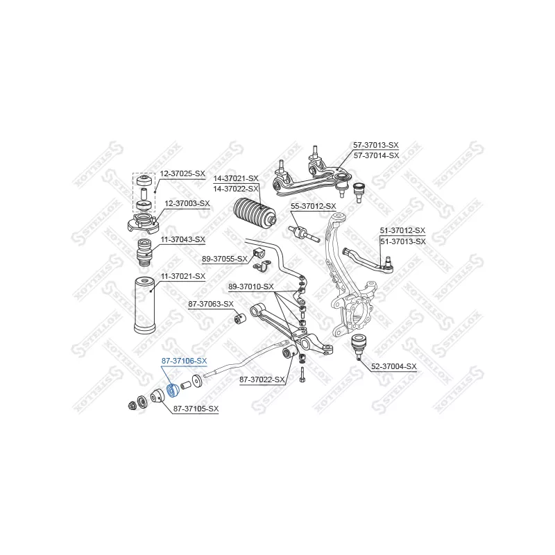 Silent bloc de suspension (train avant) STELLOX 87-37106-SX - Visuel 1