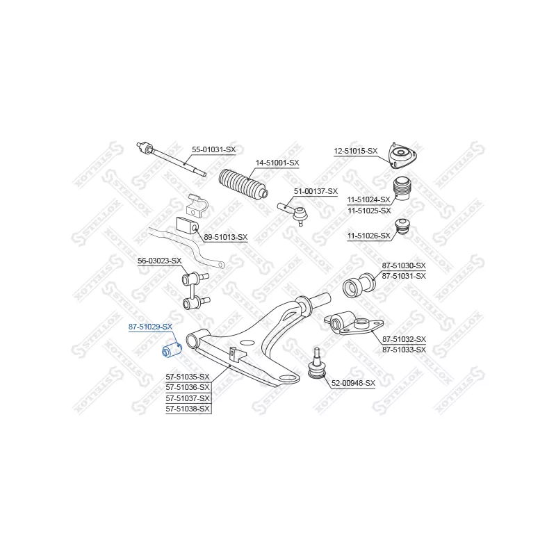 Silent bloc de suspension (train avant) STELLOX 87-51029-SX - Visuel 1
