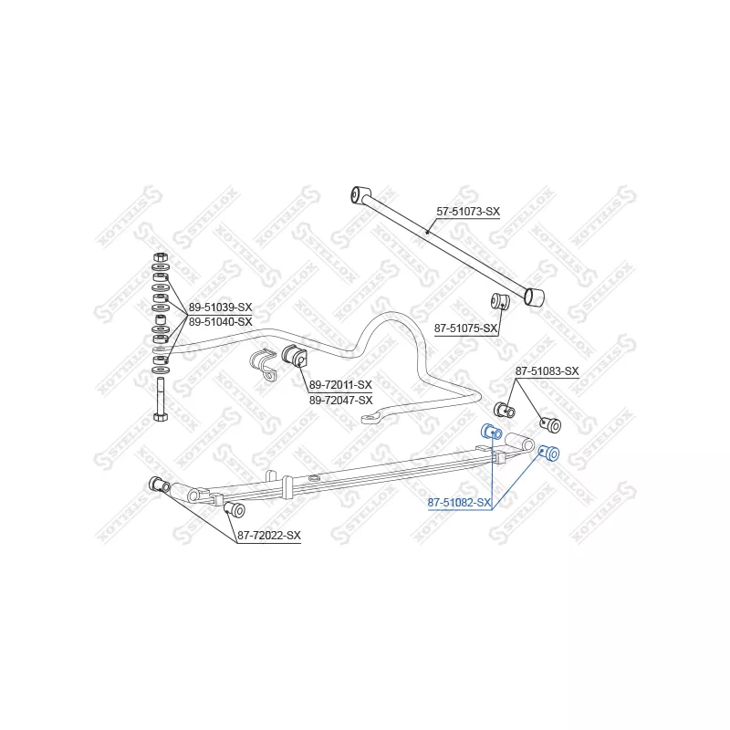 Coussinet de palier, ressort à lames STELLOX 87-51082-SX - Visuel 1