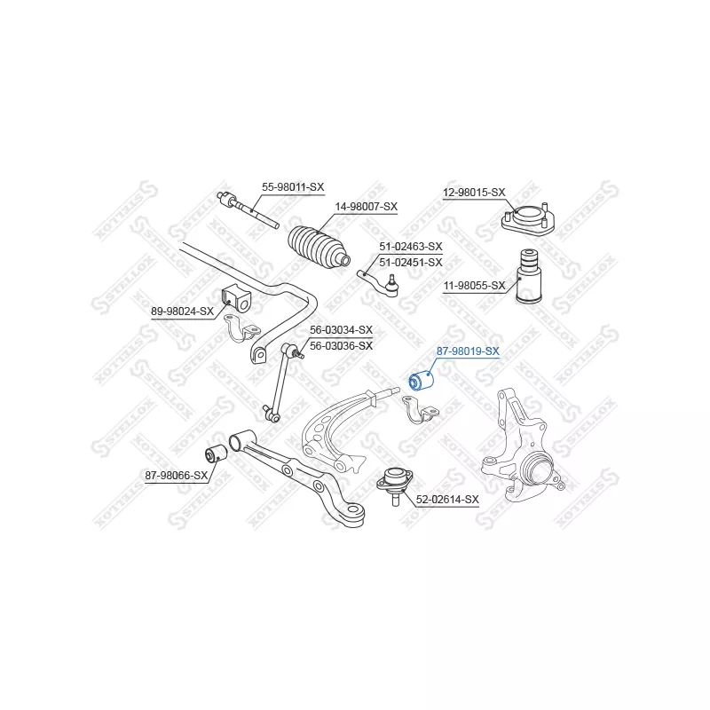 Silent bloc de suspension (train avant) STELLOX 87-98019-SX - Visuel 1