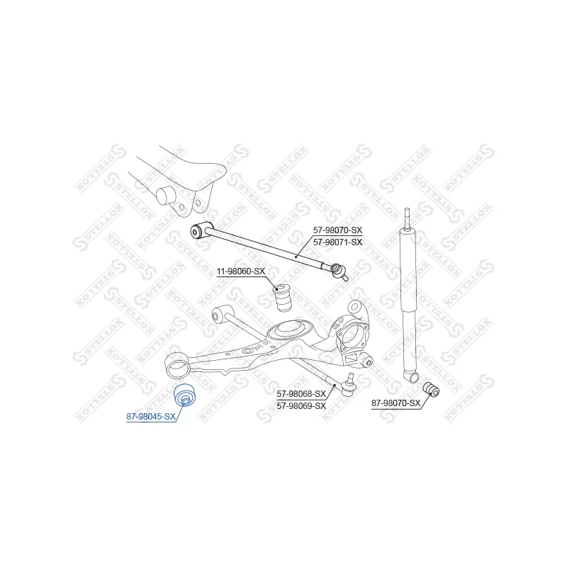 Silent bloc de suspension (train avant) STELLOX 87-98045-SX - Visuel 1