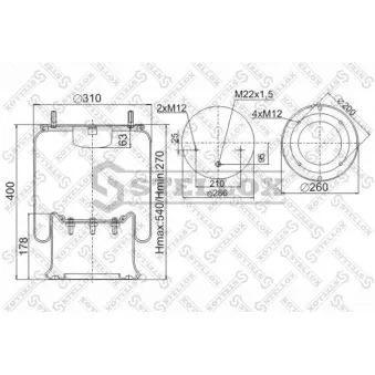 Soufflet de suspension, suspension pneumatique STELLOX [90-40281-SX]