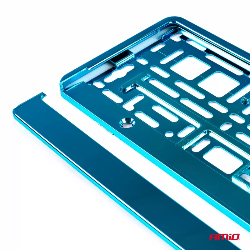 Cadre de plaque d'immatriculation métallisé turquoise AMIO 03177 - Visuel 2