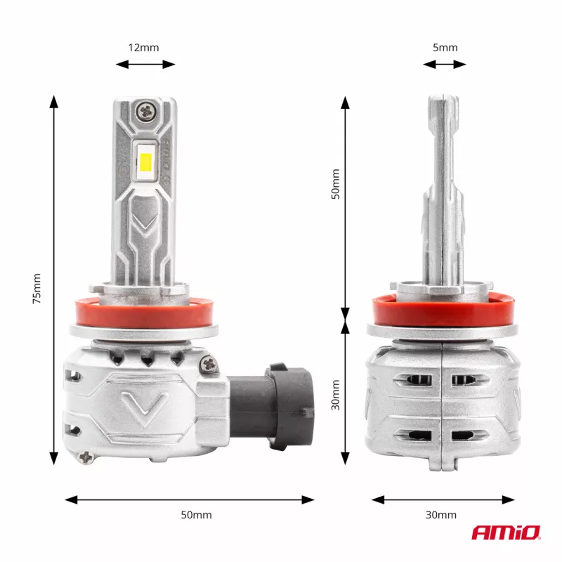 Ampoules LED pour voiture série X2 H8 H9 H11 H16 6500K Canbus - AMIO 02974 - Visuel 2