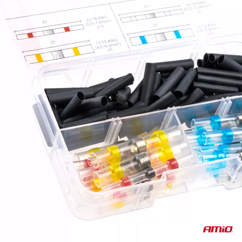 Connecteurs bornes avec soudure gaines thermorétractables 100 pcs. AMIO 03033 - Visuel 1