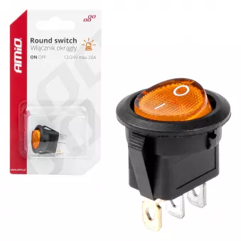 Interrupteur rond avec lumière jaune 12/24V max 20A ON/OFF AMIO 03085