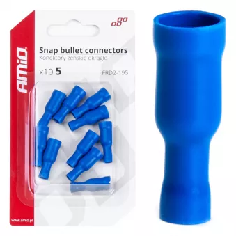 Connecteurs isolés femelles ronds cylindriques 5mm 1,5-0,25mm2 15A 10 pcs AMIO 03075