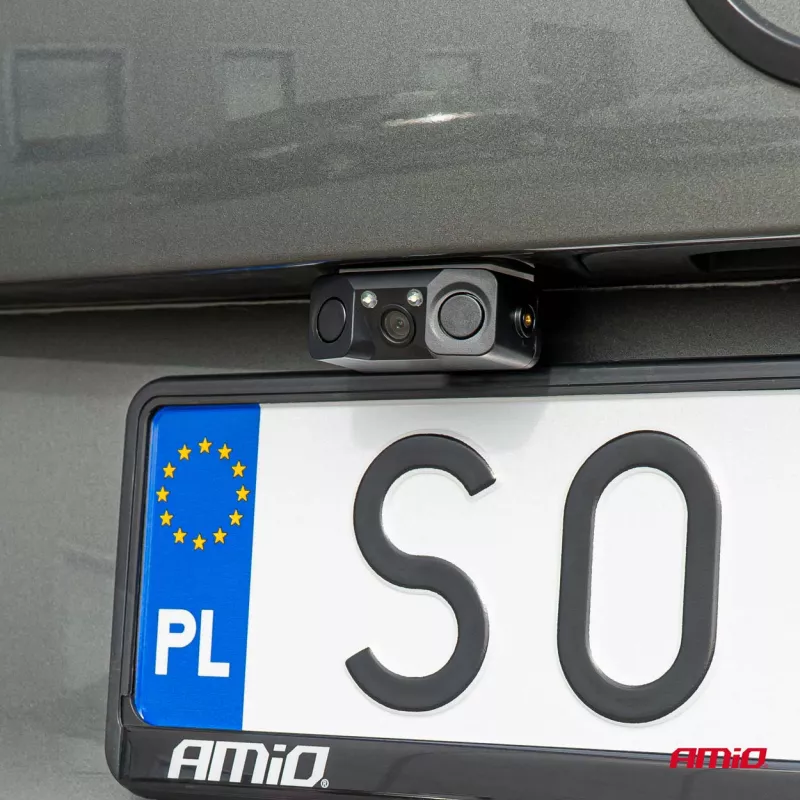 Caméra de recul avec capteurs de stationnement 2 en 1 HD-602 LED 12V AMIO 03541 - Visuel 1