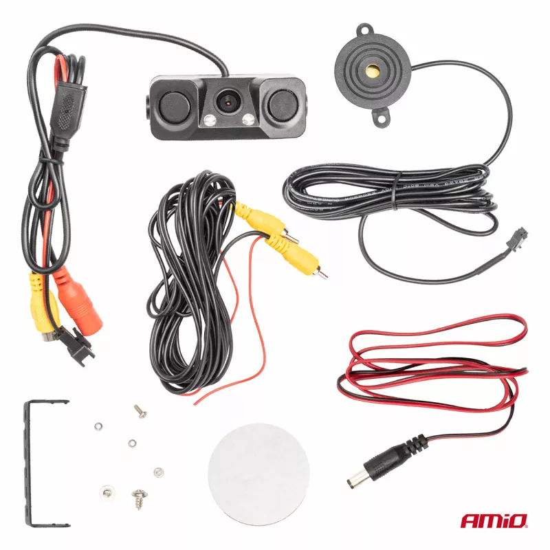 Caméra de recul avec capteurs de stationnement 2 en 1 HD-602 LED 12V AMIO 03541 - Visuel 2
