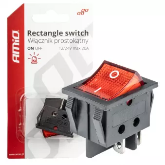 Interrupteur rectangulaire 12V/230V avec lumière rouge AMIO 03613