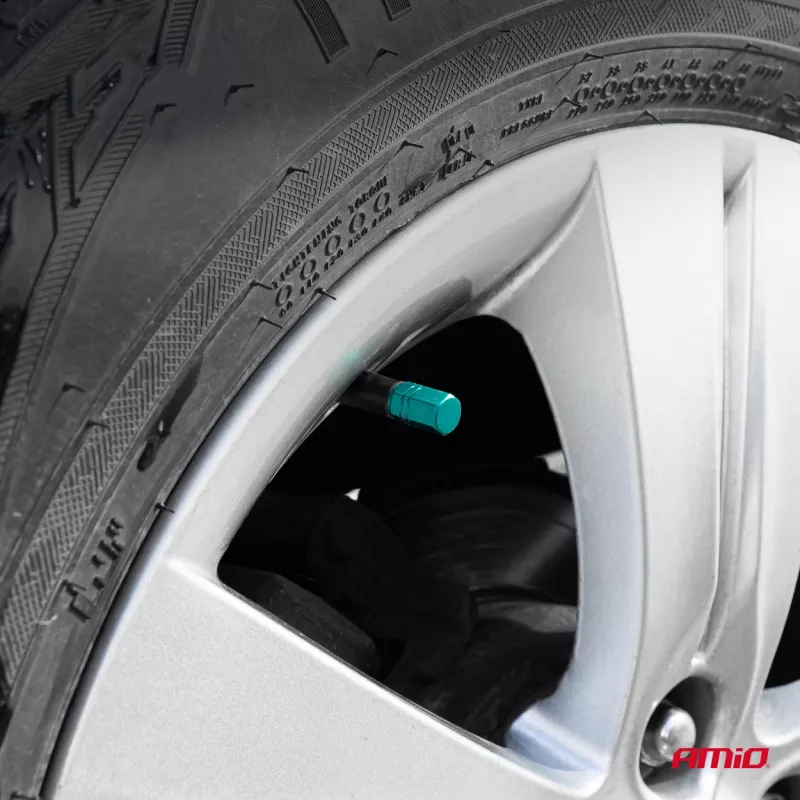 Bouchons verts en aluminium pour valves 4 pièces AMIO 03632 - Visuel 1