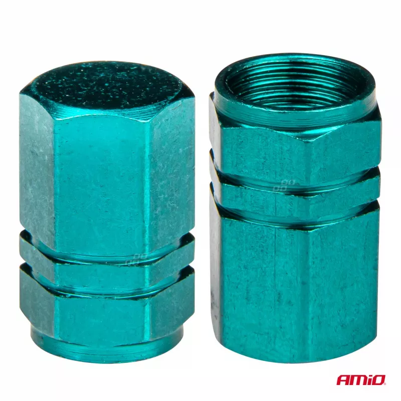 Bouchons verts en aluminium pour valves 4 pièces AMIO 03632 - Visuel 2