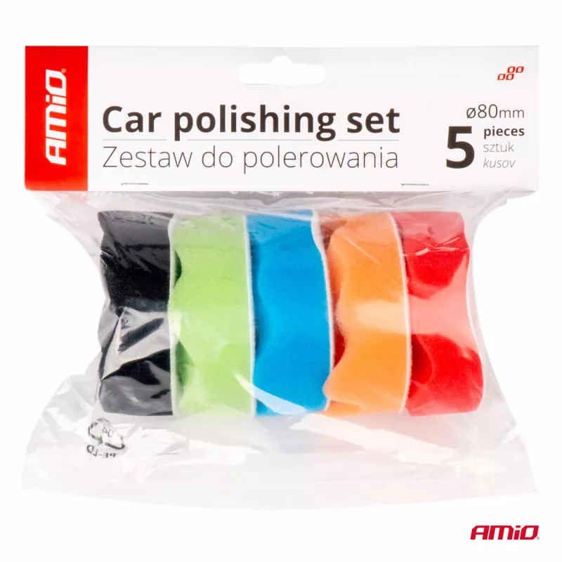 Ensemble d'éponges pour polissage éponges de polissage à scratch 5 pcs 80 mm - AMIO 03707 - Visuel 2