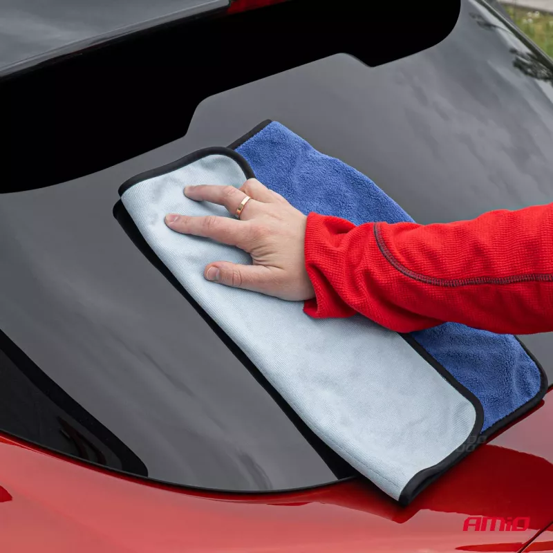 Microfibre pour laver, nettoyer les vitres et sécher la voiture 2 en 1 30x40 cm - AMIO 03746 - Visuel 1