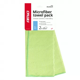 Chiffon en microfibre gaufré pour vitres, fenêtres, miroirs 40x30 cm 2 pièces AMIO 03734