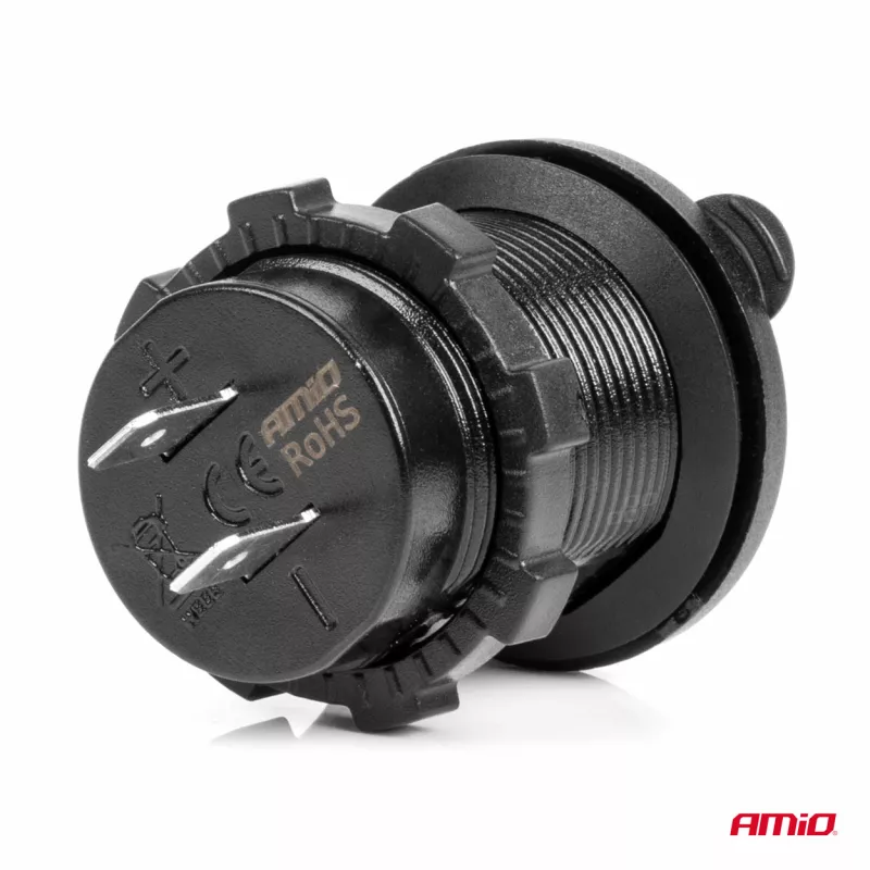 Chargeur de voiture étanche avec ports USB 3.1A 2xUSB 12V 24V AMIO 04216 - Visuel 1