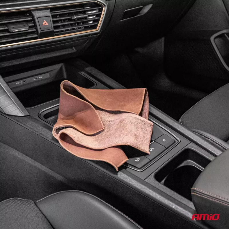 Chiffon microfibre 2 en 1 pour le nettoyage de l'intérieur de la voiture et des écrans 30x30 cm 500g - AMIO 03982 - Visuel 1