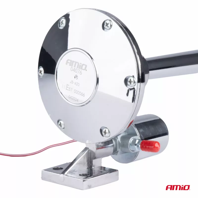 Klaxon fanfare signal sonore chrome 640 mm 12V 24V - AMIO 04076 - Visuel 1