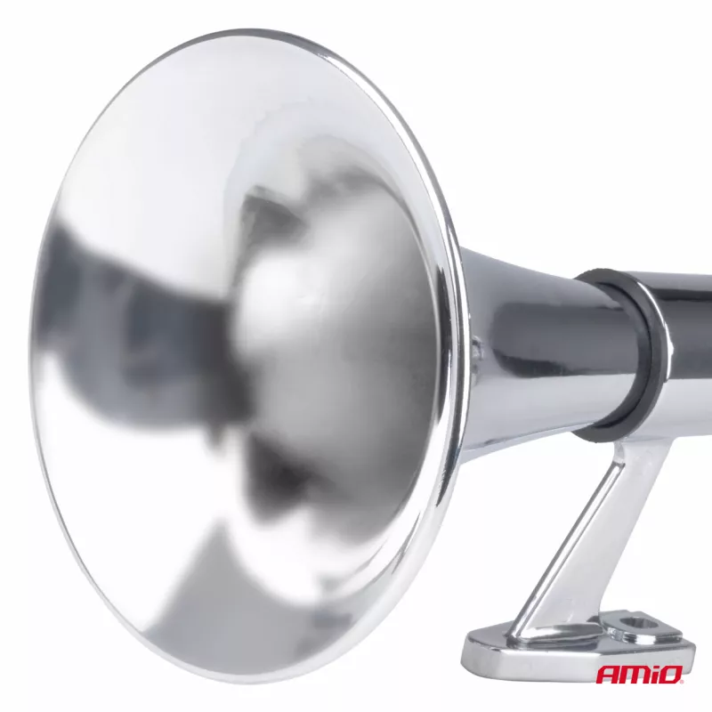 Klaxon fanfare signal sonore chrome 640 mm 12V 24V - AMIO 04076 - Visuel 2