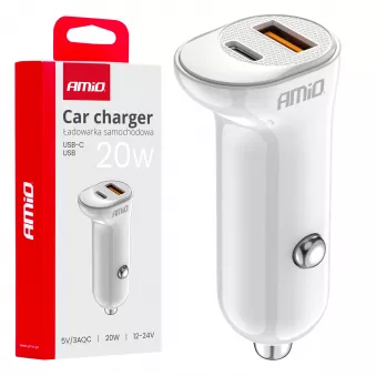 Chargeur de voiture USB-A + USB-C 20W - AMIO 03875