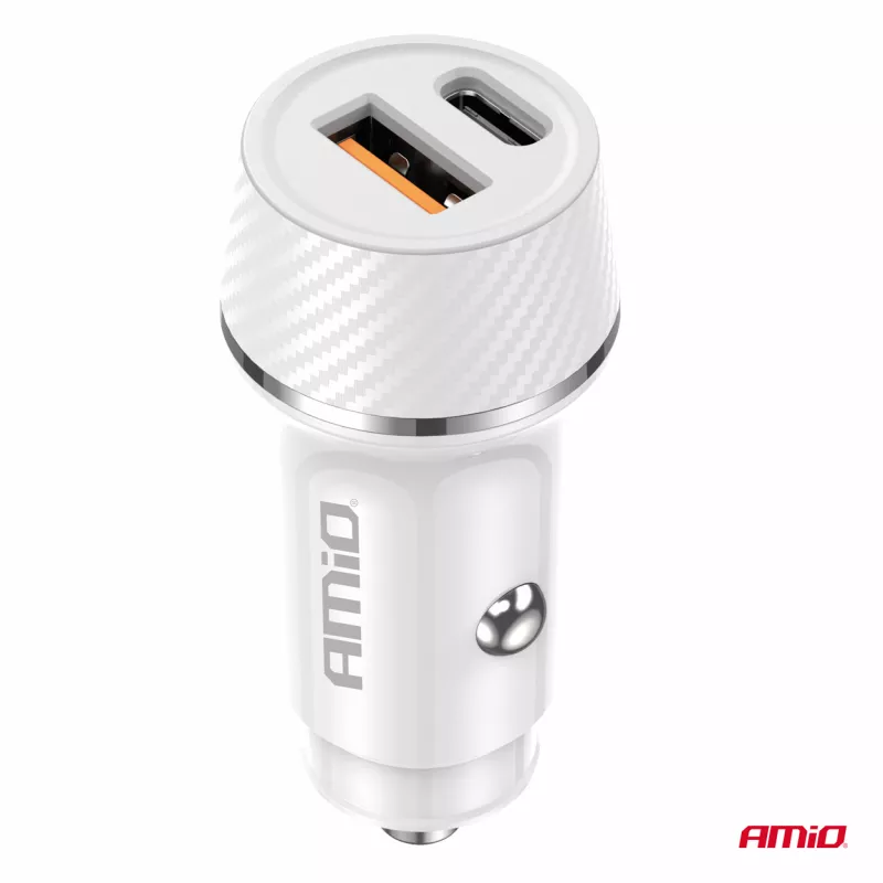 Chargeur de voiture USB-A + USB-C 20W - AMIO 03878 - Visuel 1