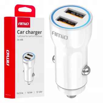 Chargeur de voiture 2x USB-A - AMIO 03879