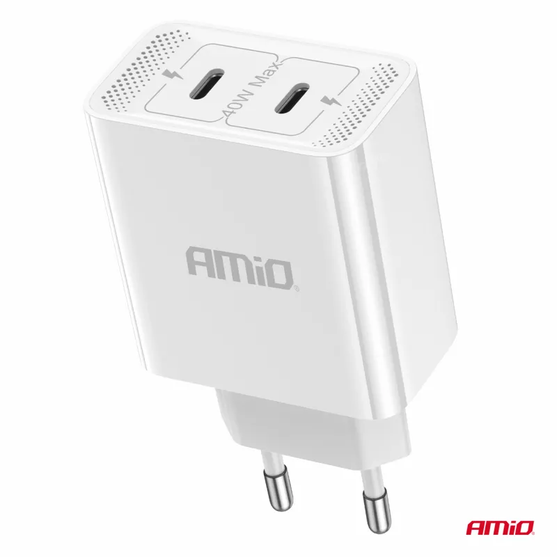 Chargeur secteur 230V 2x USB-C 40W - AMIO 03892 - Visuel 1
